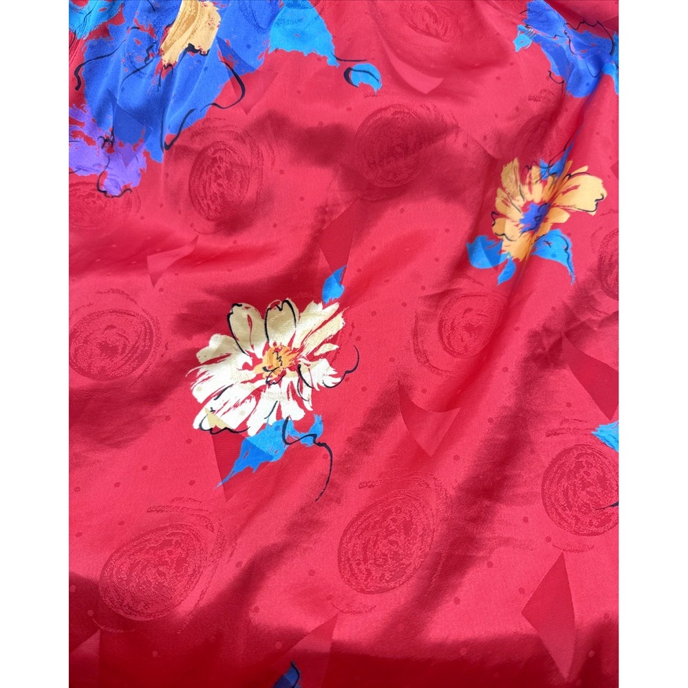 Kono Vintage Dress Womens 5/6 Red Blue Floral lined pockets shoulder pads - Picture 9 of 14
